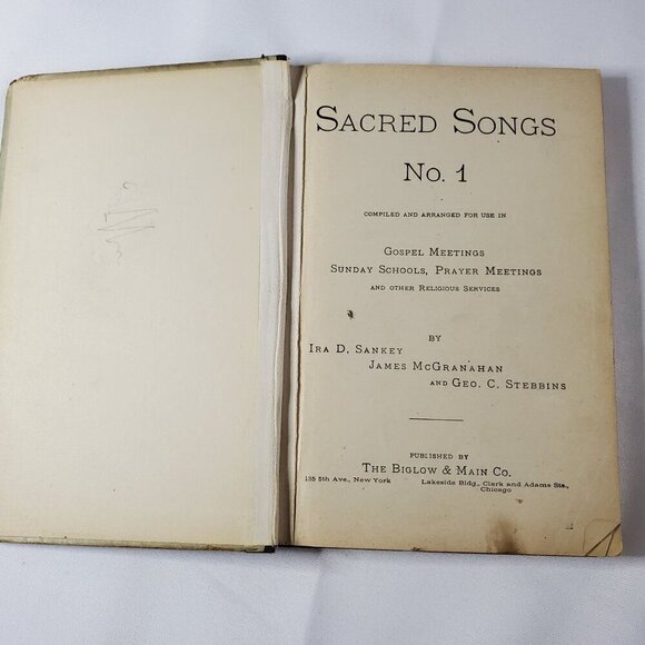 Sacred Songs No. 1 By Ira D. Sankey James McGranahan Geo. C. Stebbins 1896 Hymna - Picture 5 of 10